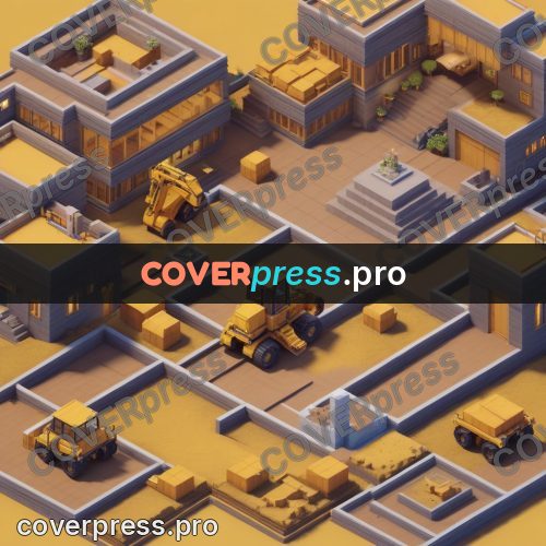 3d pixel artwork: yellow construction machine