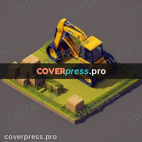 3d pixel artwork: yellow construction machine