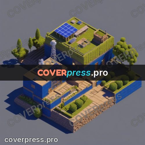 3d pixel artwork: house with solar panels