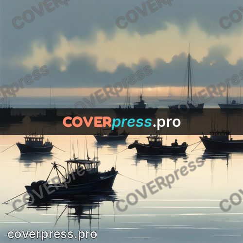 Watercolor illustration: fishing boats in the mist