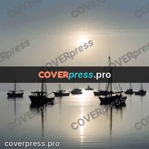 Watercolor illustration: fishing boats in the mist