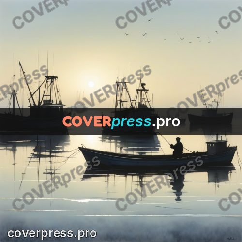 Watercolor illustration: fishing boats in the mist