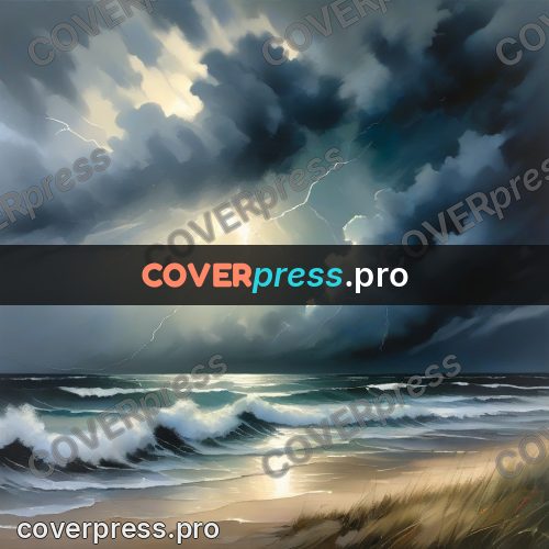 Watercolor illustration: storm over the sea