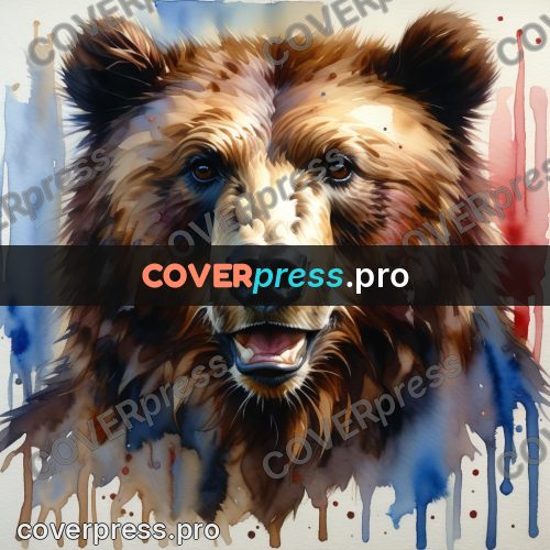Watercolor illustration: brown bear face
