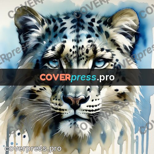 Watercolor illustration: snow leopard face