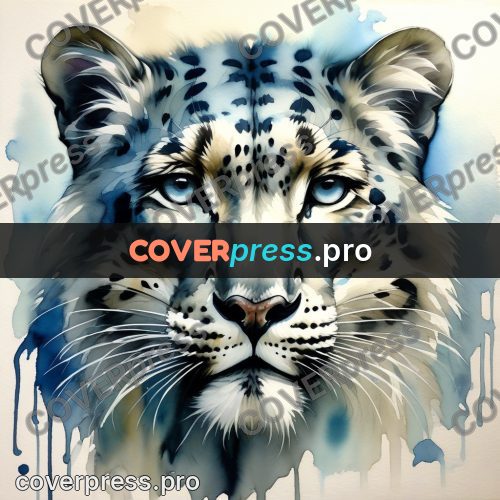 Watercolor illustration: snow leopard face