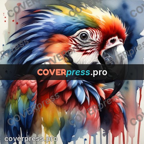 Watercolor illustration: macaw parrot head