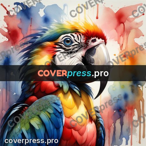 Watercolor illustration: macaw parrot head