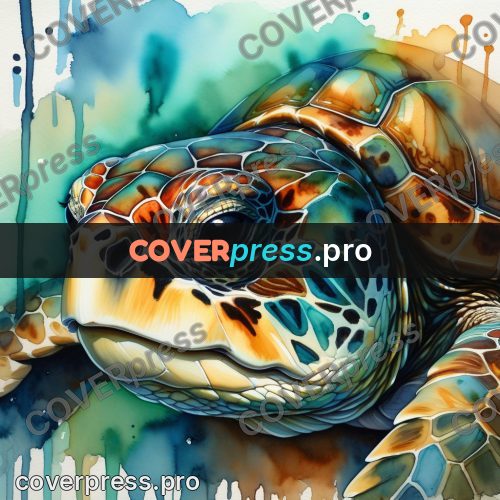 Watercolor illustration: sea turtle head