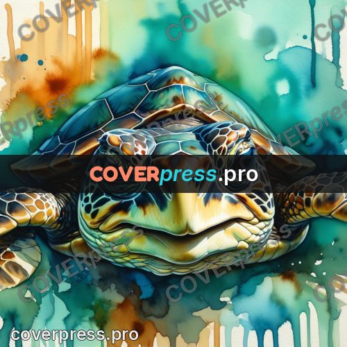 Watercolor illustration: sea turtle head