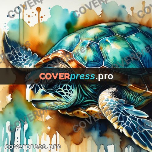 Watercolor illustration: sea turtle head