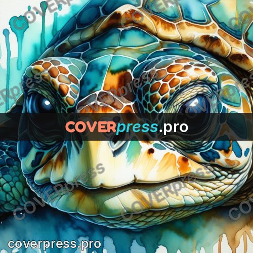 Watercolor illustration: sea turtle head