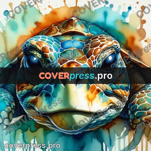 Watercolor illustration: sea turtle head