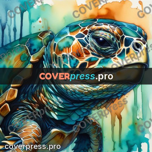 Watercolor illustration: sea turtle head