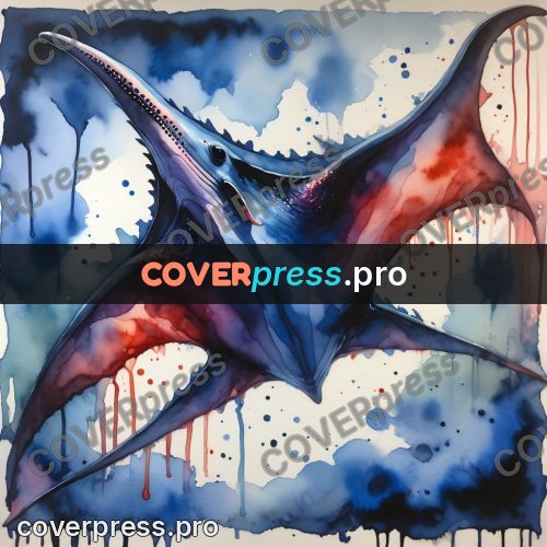 Watercolor illustration: manta ray in the water