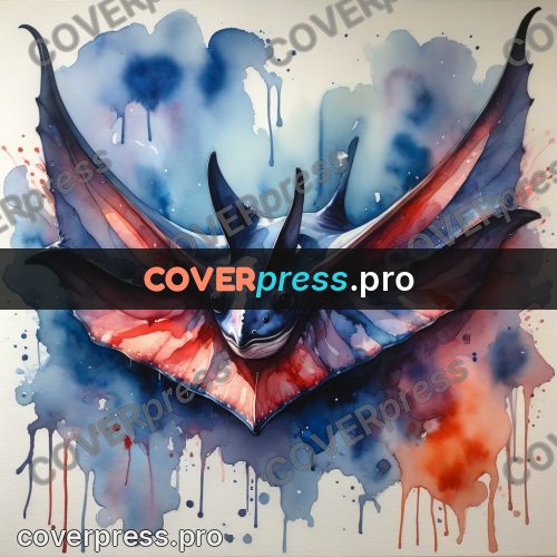 Watercolor illustration: manta ray in the water