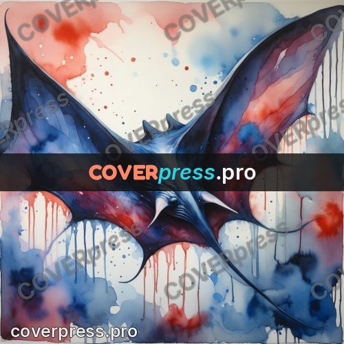 Watercolor illustration: manta ray in the water