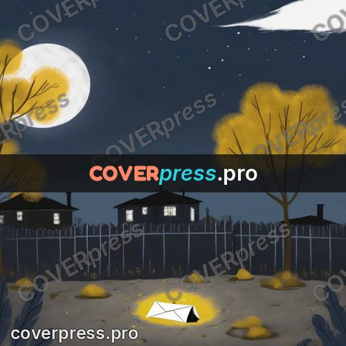 Wax crayon drawing: yellow car in a night yard