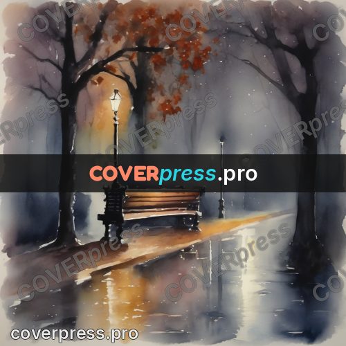 Watercolor illustration: lamps in a night park