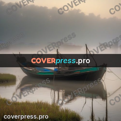 Watercolor illustration: boats on misty water