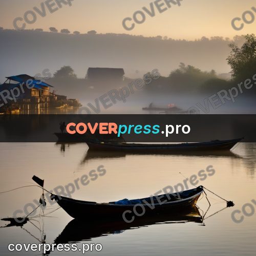 Watercolor illustration: boats on misty water