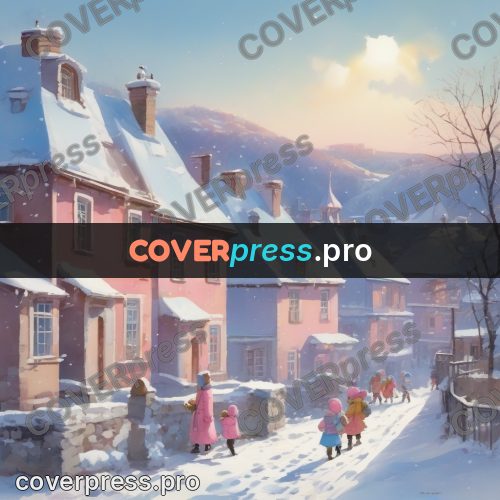 Watercolor illustration: children on a winter street