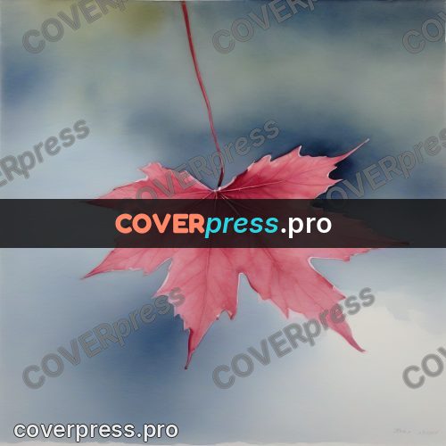 Watercolor illustration: red maple leaf