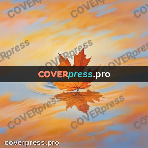 Watercolor illustration: leaf on water with ripples