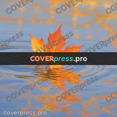 Watercolor illustration: leaf on water with ripples