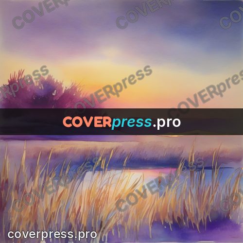 Watercolor illustration: dry grasses by the water