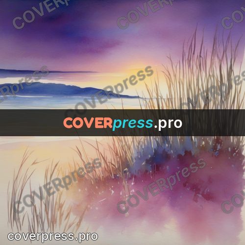 Watercolor illustration: dry grasses by the water