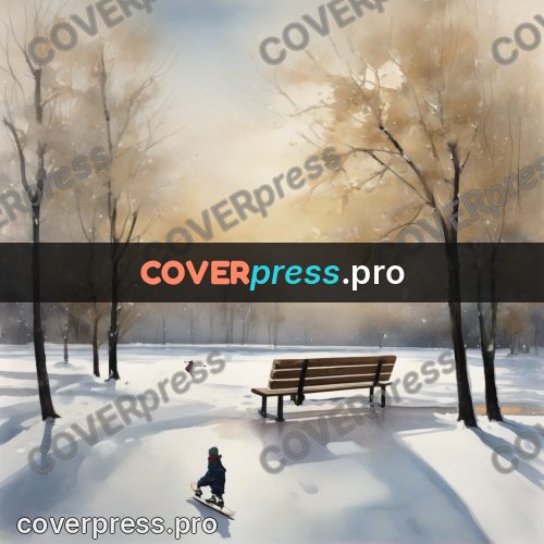 Watercolor illustration: winter park in the snow