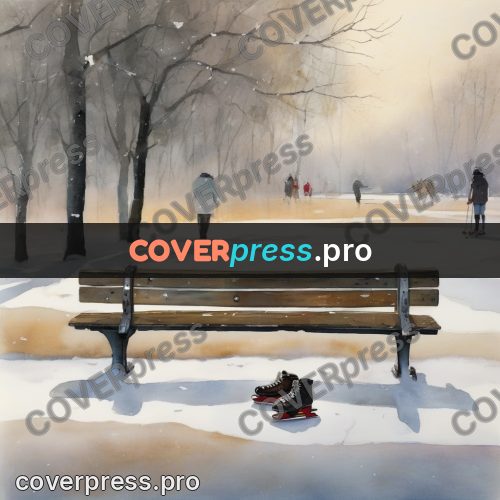 Watercolor illustration: winter park in the snow