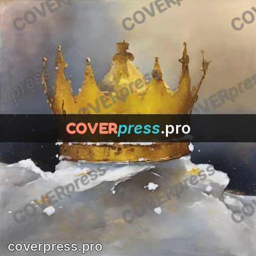 Watercolor illustration: gold crown on the snow