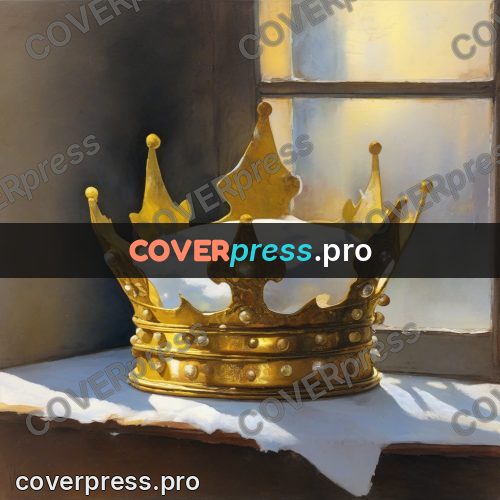 Watercolor illustration: gold crown on the snow