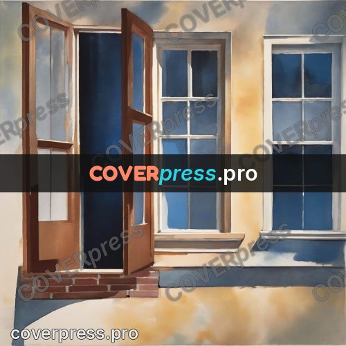 Watercolor illustration: window with an open casement
