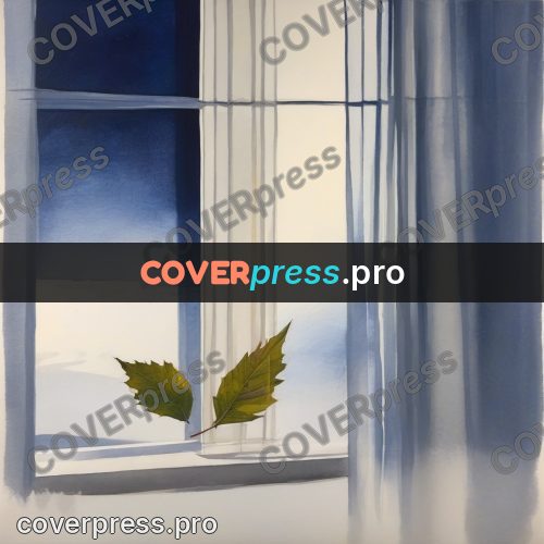 Watercolor illustration: window with a curtain in winter