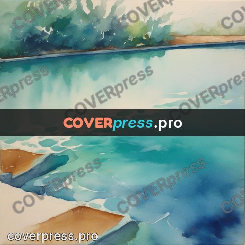 Watercolor illustration: water with highlights by the edge