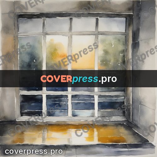 Watercolor illustration: window and a wet floor