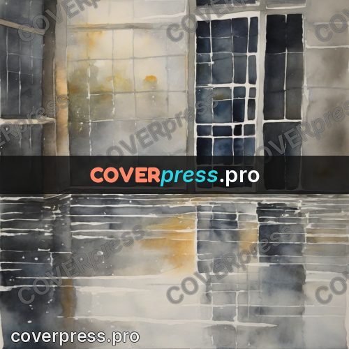 Watercolor illustration: window and a wet floor