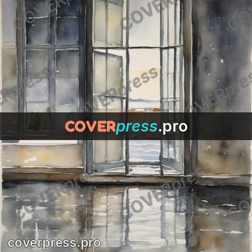 Watercolor illustration: window and a wet floor