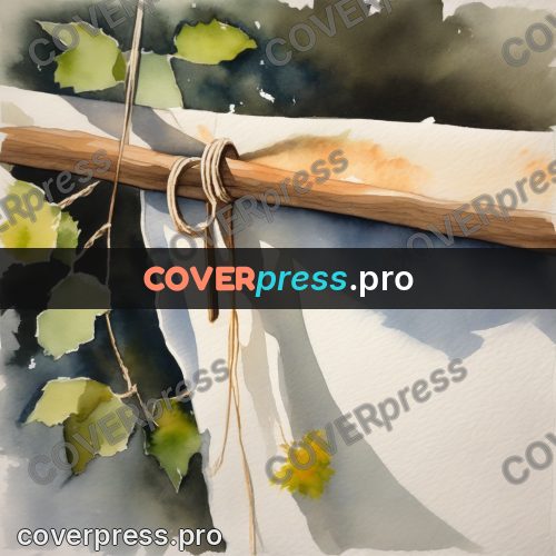 Watercolor illustration: line with pegs and cloth