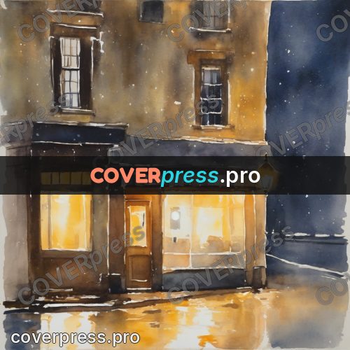 Watercolor illustration: shop window in the rain